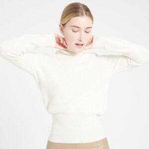 Pull col roulé femme en cachemire blanc écru - LILLY 21