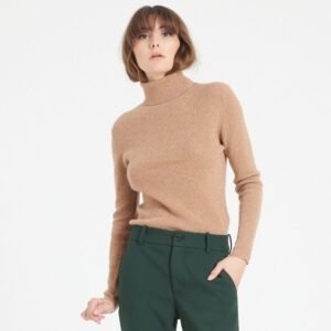Pull col roulé femme en cachemire camel - LILLY 17